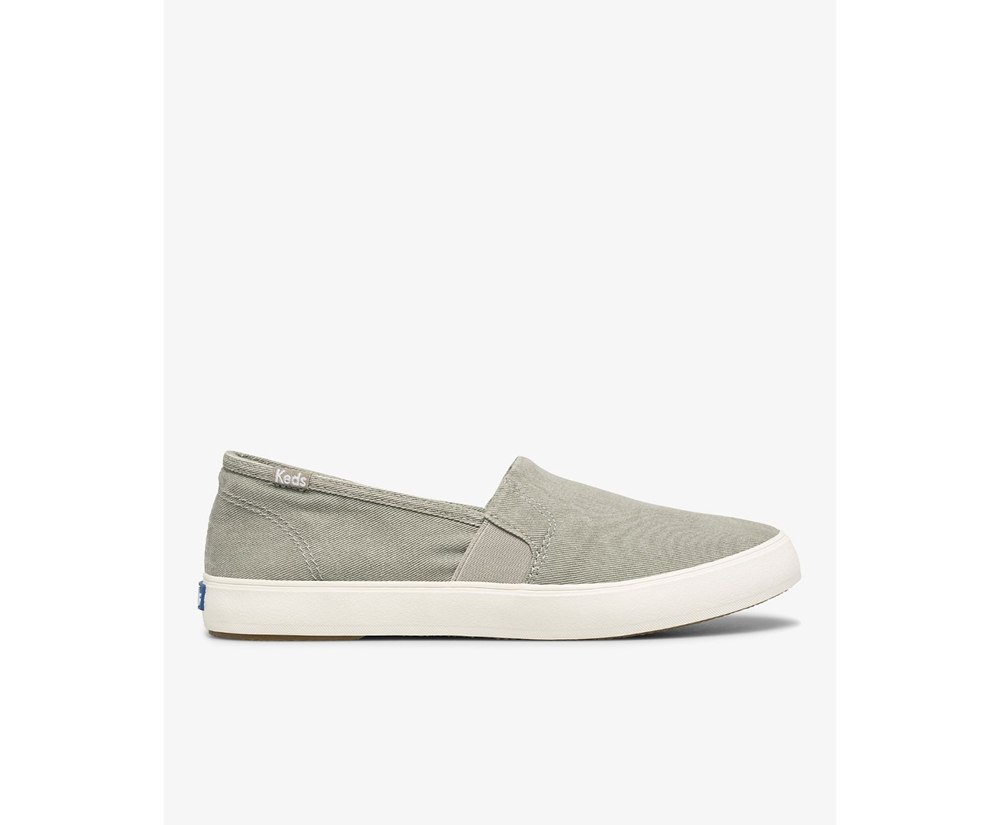 Keds Slip Ons Grey - Clipper Washed Solids - Womens GSOMRJ-314